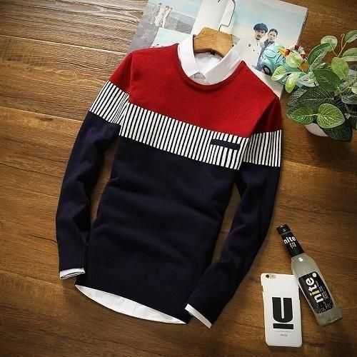 Cotton Blend Stripes Full Sleeves T-Shirts